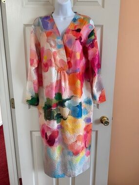 Vibrant Watercolor Floral Midi Dress